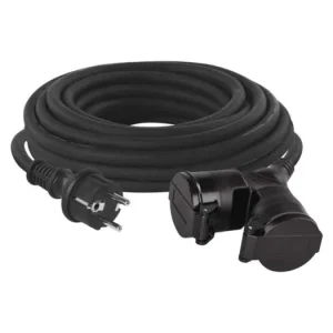 Nejlepší Volba Gumový prodlužovací kabel spojka 15m 2Z 3x 1,5mm, IP44 černý