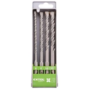 Akční Cena Vrtáky SDS PLUS příklepové do betonu, sada 4ks, O 6-8-10-12x160mm, SK, EXTOL CRAFT