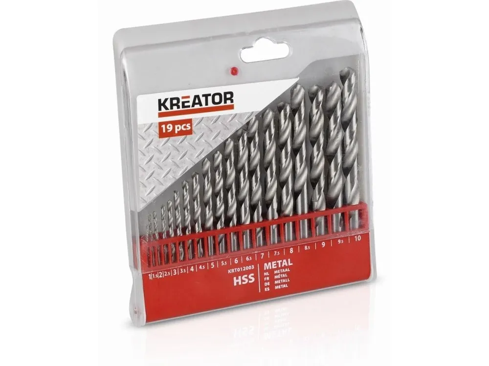 19 ks HSS Vrtáků do kovu 1-10 mm KREATOR Sleva
